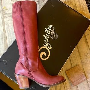 Red leather boots